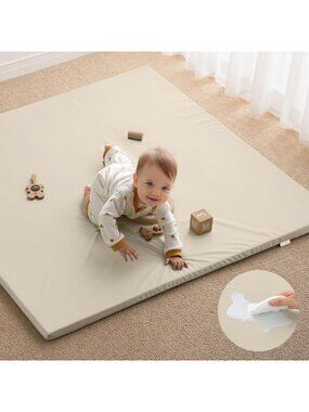 Vegan Leather Baby Play Mat 50"x50" | Thick Cushion, Waterproof, Non-Slip, Soft